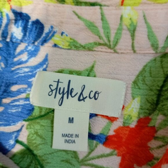 Style & Co Shirt Size M Womens Tropical Floral Button-Up - Picture 2 of 10